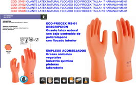 Finstock Guante Látex Natural Flocado Eco-Procex T-10 Naranja