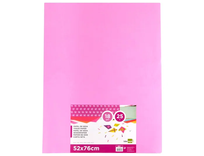 Liderpapel Papel de seda rosa 52x76 cm 18 gr paquete de 25 hojas para manualidades y decoración