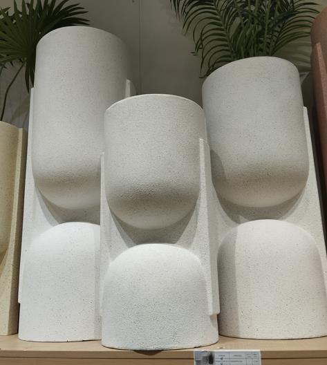 DKD Home Decor Macetero Magnesia Rugoso Blanco Roto 38x38x91 cm