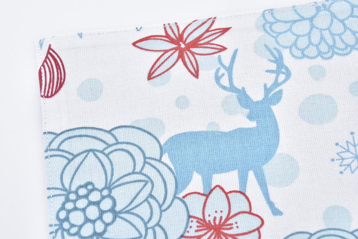 DKD Home Decor Salvamanteles Individual Algodón Reno Flores Azul Celeste y Rojo