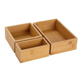 Andrea House Set 3 cajas almacenaje ax73022 Rectangular Cuadrada Madera 30 x 23 x 7 cm