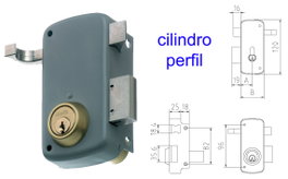MCM Cerradura de sobreponer 2556AP 60-IZQDA Pintada con cilindro perforado