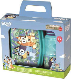 Stor Set Vuelta al Cole Bluey - Botella 380 ml y Sandwichera Rectangular en Caja Regalo - Para +36 Meses