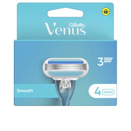 Gillette Recambios Venus Smooth Sensitive para Mujer, con 3 Hojas de Precisión, Cargador de 4 Recambios