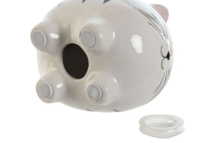 DKD Home Decor Hucha Infantil Gato Gris Amarillo Dolomita 11 x 13 x 16 cm (2 Unidades)