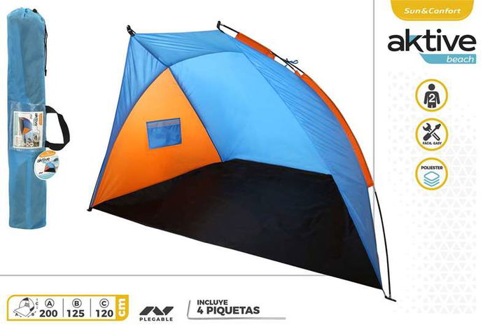 Color Baby Tienda Paravientos Azul y Naranja 200x125x120 cm Color Baby Tienda Paravientos Azul y Naranja 200x125x120 cm