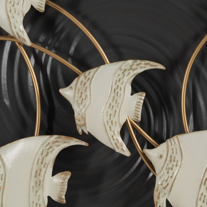 Mural Pared Peces Negro-Blanco Metal 119,40 X 7 X 59,70 cm
