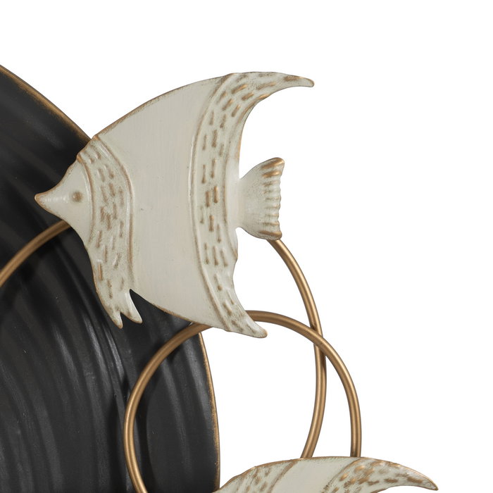 Mural Pared Peces Negro-Blanco Metal 119,40 X 7 X 59,70 cm
