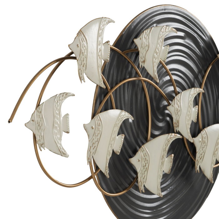 Mural Pared Peces Negro-Blanco Metal 119,40 X 7 X 59,70 cm