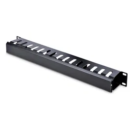 StarTech.com Panel Canaleta 1U de Gestión de Cables para Rack con Tapa - Conducto Horizontal Organizador de Cables Negro