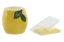 DKD Home Decor Set de 7 Quemadores de Gres con Cera de Parafina y Aroma a Limón, Amarillo