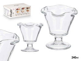 Vivalto Copa de Vidrio para Helado Ondas 240 ml, Transparente, Dimensiones: 10.5x11.5x10.5 cm (Set de 24)