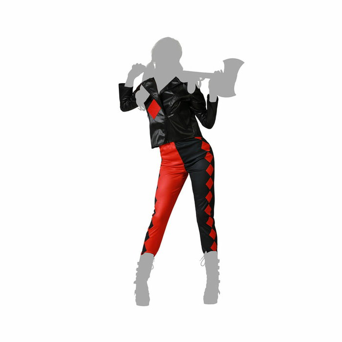 Disfraz Arlequín Mujer Adulta XL Conjunto Chaqueta Negra y Pantalones Rojos Disfraz Arlequín Mujer Adulta XL Conjunto Chaqueta Negra y Pantalones Rojos
