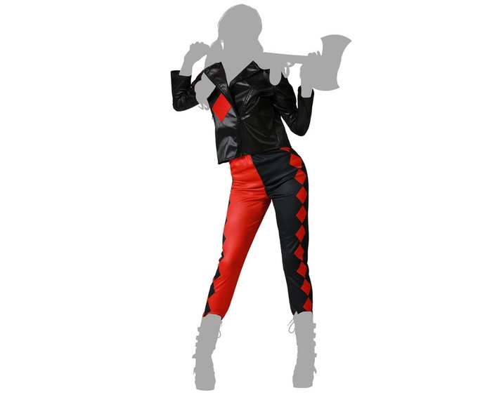 Disfraz Arlequín Conjunto Rojo y Negro para Mujer Adulta XL Disfraz Arlequín Conjunto Rojo y Negro para Mujer Adulta XL