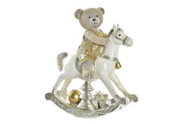 DKD Home Decor Figura de Caballo en Resina Dorado y Blanco