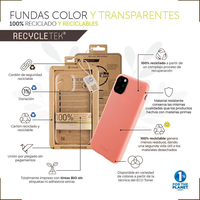 Muvit Funda Recycletek para Apple iPhone 14 Pro Transparente Muvit Funda Recycletek para Apple iPhone 14 Pro Transparente