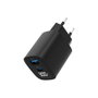 Gembird Cargador Rápido TA-UC-PDQC30LCD-BK-01 con Pantalla LCD, 2 Puertos (USB-C y USB-A), Negro