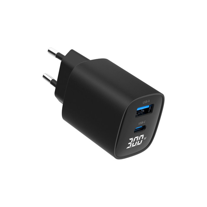 Gembird Cargador Rápido TA-UC-PDQC30LCD-BK-01 con Pantalla LCD, 2 Puertos (USB-C y USB-A), Negro Gembird Cargador Rápido TA-UC-PDQC30LCD-BK-01 con Pantalla LCD, 2 Puertos (USB-C y USB-A), Negro