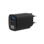 Gembird Cargador Rápido TA-UC-PDQC30LCD-BK-01 con Pantalla LCD, 2 Puertos (USB-C y USB-A), Negro