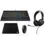 Corsair Kit Gaming CO317403: Auriculares HS35 V2 Stereo, Teclado K55 PRO, Ratón M55-WIRED y Alfombrilla MM250 XL