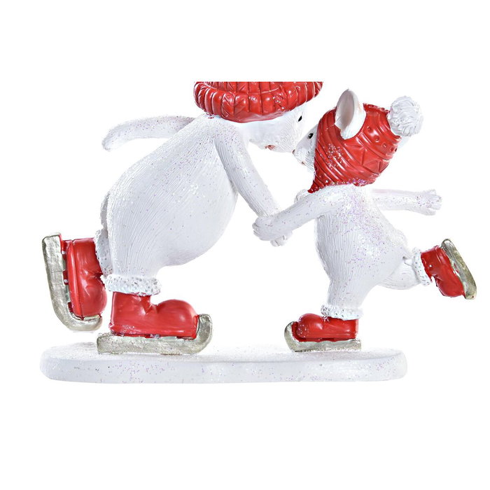 DKD Home Decor Figura de Ratón en Resina Blanca y Roja