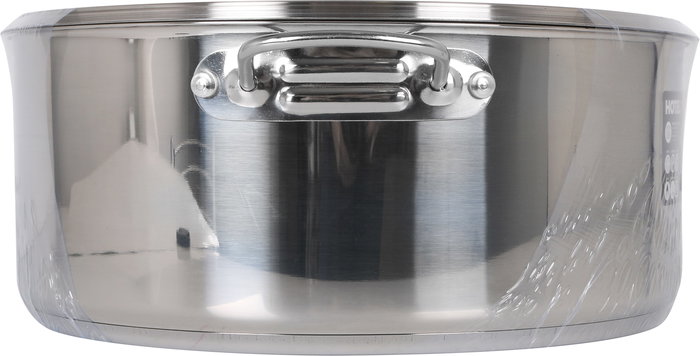 Quttin Cacerola con Tapa de Acero Inoxidable 34 cm, Espesor 0.8 mm, Capacidad 12.5 Litros (2 Unidades)