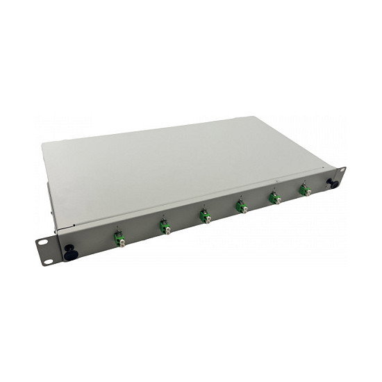 Helos Spleissbox LWL 19 pulg. 6 x LC/APC Duplex OS2, Gris