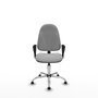 Silla de oficina Algarra con mecanismo Contacto permanente básico tapizada con Similpiel color Gris claro. Equipada con Base cromada, Brazos fijosy Topes
