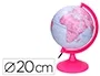 Liderpapel Globo Terraqueo Físico y Político con Luz Diámetro 20 cm Color Rosa