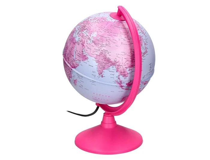 Liderpapel Globo Terraqueo Físico y Político con Luz Diámetro 20 cm Color Rosa