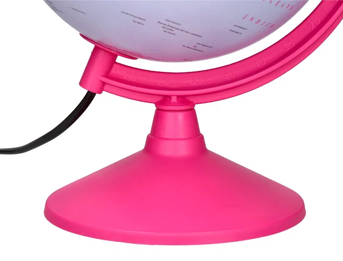 Liderpapel Globo Terraqueo Físico y Político con Luz Diámetro 20 cm Color Rosa