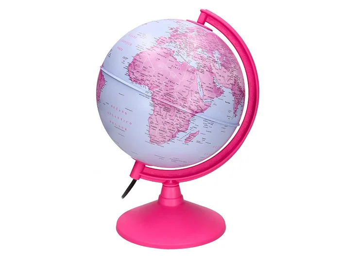 Liderpapel Globo Terraqueo Físico y Político con Luz Diámetro 20 cm Color Rosa