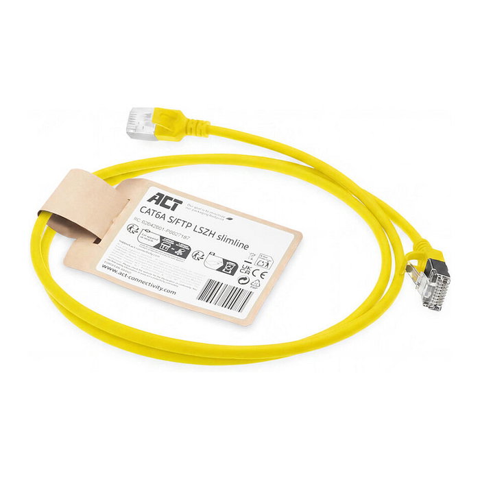 ACT Latiguillo CAT6A Slimline S/FTP LSZH Amarillo 1 m ACT Latiguillo CAT6A Slimline S/FTP LSZH Amarillo 1 m