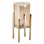 Portavelas Dorado Cristal Acero 15 x 15 x 29 cm
