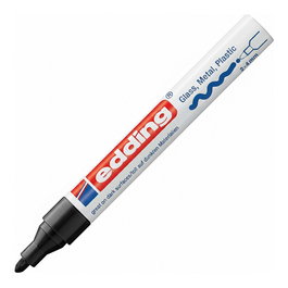 edding 750 - Pack de 10 rotuladores permanentes Lackmarker para superficies lisas, color negro, punta de 2-4 mm