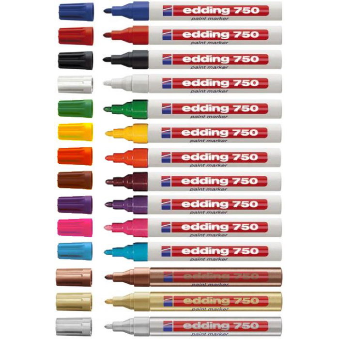 Edding 750 Marcador de Pintura Permanente Negro con Punta Redonda 2-4 mm