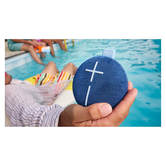 Ultimate Ears Altavoz Bluetooth Inalámbrico UE MINIROLL, Resistente al Agua IP67, Autonomía 12h, Bluetooth 5.0, A2DP, USB-C, Color Azul, 87 dB, 1200 mAh