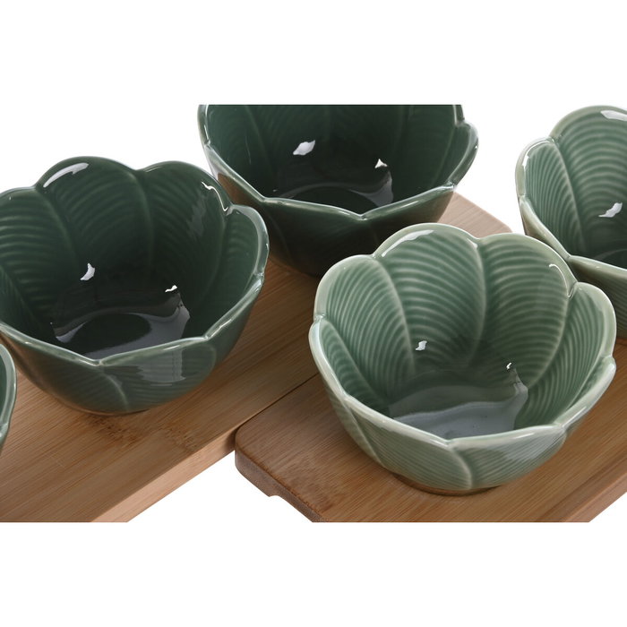 DKD Home Decor Set de Aperitivo de Porcelana Green Leafs 24, 4 Piezas Surtidas DKD Home Decor Set de Aperitivo de Porcelana Green Leafs 24, 4 Piezas Surtidas