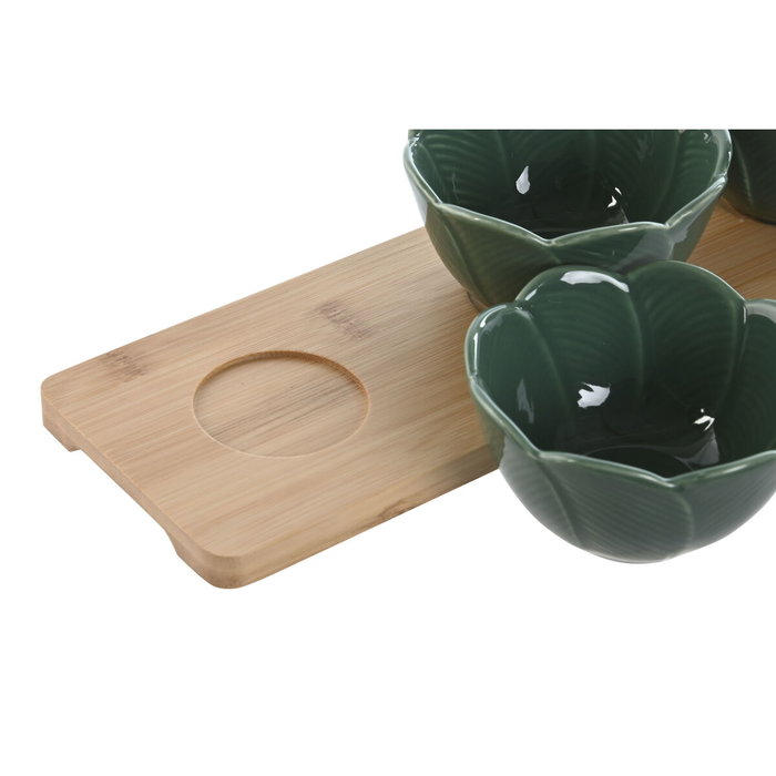 DKD Home Decor Set de Aperitivo de Porcelana Green Leafs 24, 4 Piezas Surtidas DKD Home Decor Set de Aperitivo de Porcelana Green Leafs 24, 4 Piezas Surtidas