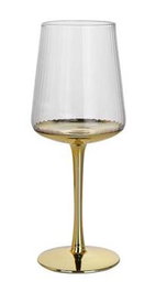 DKD Home Decor Set de 6 Copas de Cristal Rayado Dorado 385ml