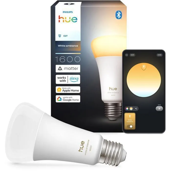 Philips Hue Bombilla LED A67 AABUO53057 - 11.8W - E27 - Blanco Cálido 1000-2000K - 1600 Lúmenes - Conectada y Dimmable Philips Hue Bombilla LED A67 AABUO53057 - 11.8W - E27 - Blanco Cálido 1000-2000K - 1600 Lúmenes - Conectada y Dimmable
