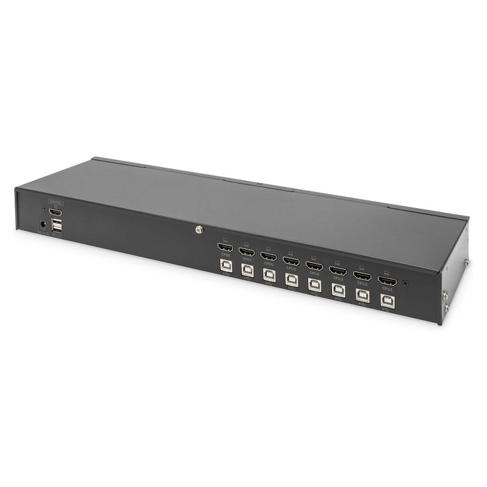 Digitus Switch KVM HDMI 8 Puertos para Escritorio, Conmutador para Controlar Hasta 8 Ordenadores con un Solo Teclado, Ratón y Monitor