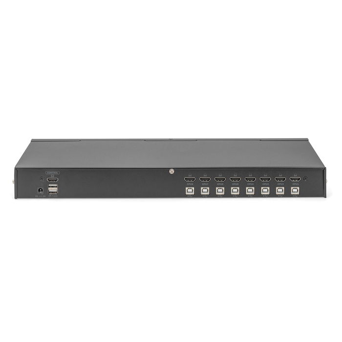 Digitus Switch KVM HDMI 8 Puertos para Escritorio, Conmutador para Controlar Hasta 8 Ordenadores con un Solo Teclado, Ratón y Monitor