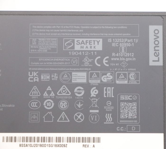 Lenovo Adaptador AC 170W, 89% Eficiencia, Voltaje 100-240Vac, Diseño Trifásico, para Dispositivos Lenovo