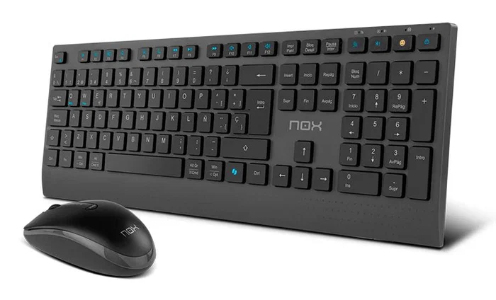 NOX NXLITEDUOSP Pack Teclado y Ratón Inalámbrico QWERTY Español Negro, Bluetooth 5.2 y 2.4 GHz, Perfil Bajo y Silencioso, Compatible con Windows y macOS