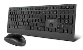 NOX NXLITEDUOSP Pack Teclado y Ratón Inalámbrico QWERTY Español Negro, Bluetooth 5.2 y 2.4 GHz, Perfil Bajo y Silencioso, Compatible con Windows y macOS