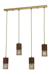 Opviq Lámpara de Araña Vintage Av-1830-4Ey Metal Madera 4xE27 110x80x9cm