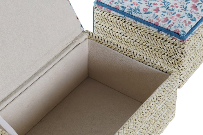 DKD Home Decor Caja de fibra y poliéster Country floral (Pack de 2)