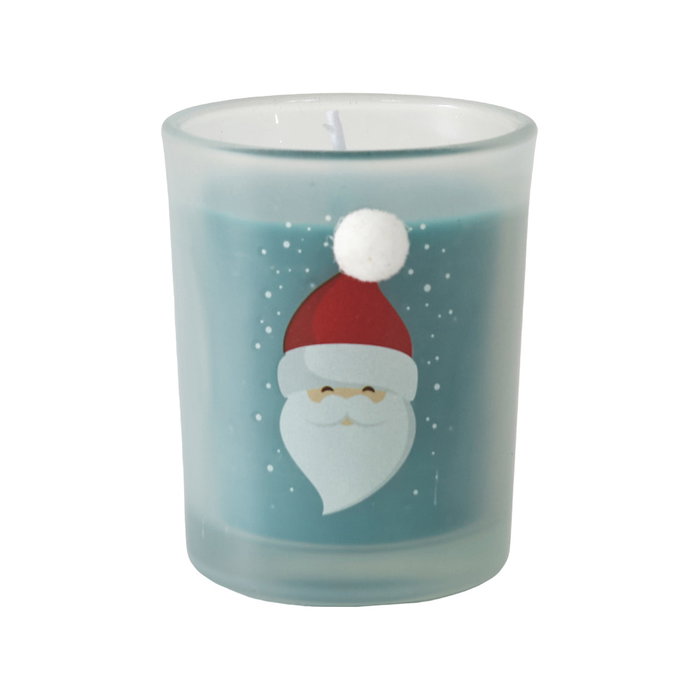 Home Deco Factory Vela Perfumada Noel en Vaso de Vidrio con Pompón - Colección Noel, Aroma Surtido, Cera 45g, Duración 8h