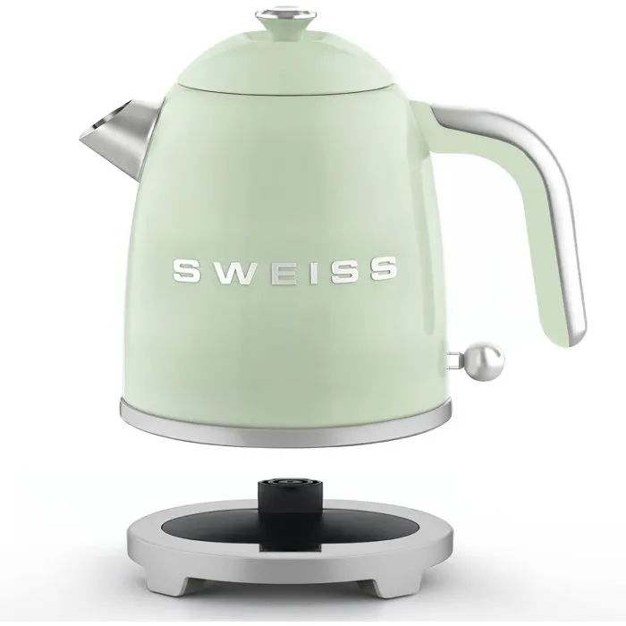 Sweiss KTS7 Hervidor de Agua Vintage Suizo 1 Litro 1000 W Base Giratoria 360° Verde